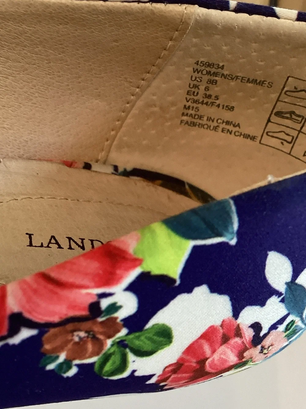 Lands' End Navy Floral Pointed-Toe Pumps